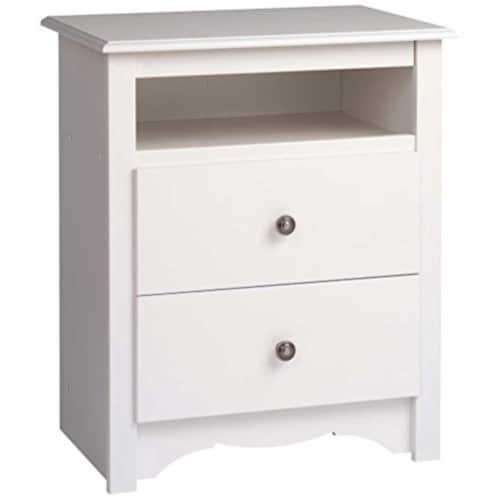 Prepac Monterey White Tall 2 Drawer Night Stand Perspective: back