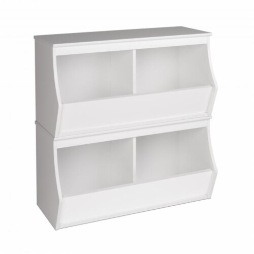 Monterey Stacked 4-Bin Storage Cubbie, White Perspective: back