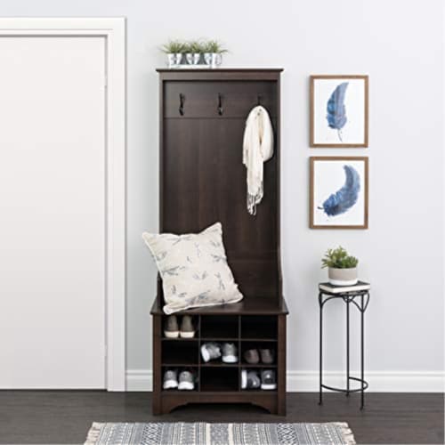 Narrow Hall Tree with 9 Shoe Cubbies Espresso 0 Harris Teeter
