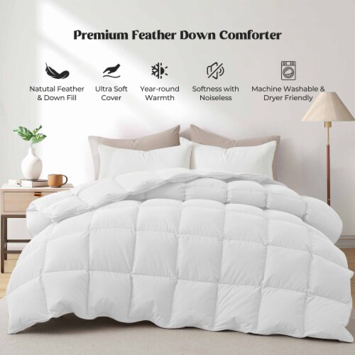 Puredown Medium Weight Goose Down Feather Comforter Twin Full King Sizes White California Ki California King Foods Co