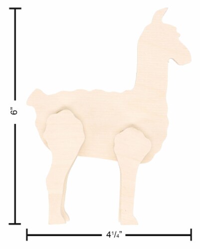Multicraft Wood Standing Animal Llama Perspective: back