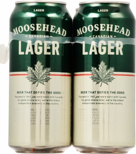 Moosehead Lager Beer 4 Cans Perspective: back