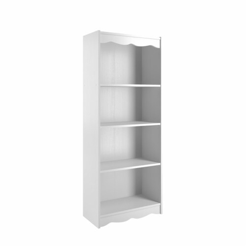 Corliving Hawthorn 60  Tall 4 Shelf Bookcase in Frost White Perspective: back