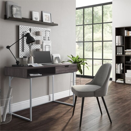CorLiving Auston Modern Single Drawer Gray Wood Grain Finish Desk