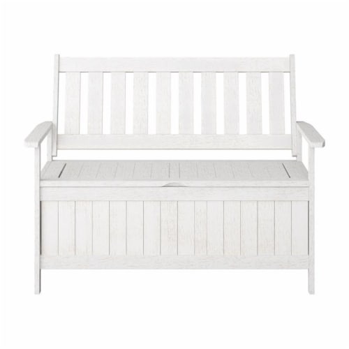 White storage bench clearance with back