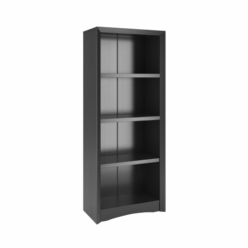 CorLiving Quadra 59 Tall 4 Shelf Bookcase in White Faux Woodgrain Perspective: back