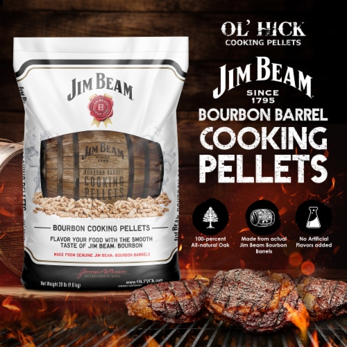 Jim Beam Bourbon Barrel Grilling and Smoker Oak Cooking Pellets, 20 Pound Bag Perspective: back