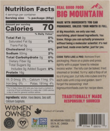 Big Mountain Soy-Free Tofu™ Perspective: back