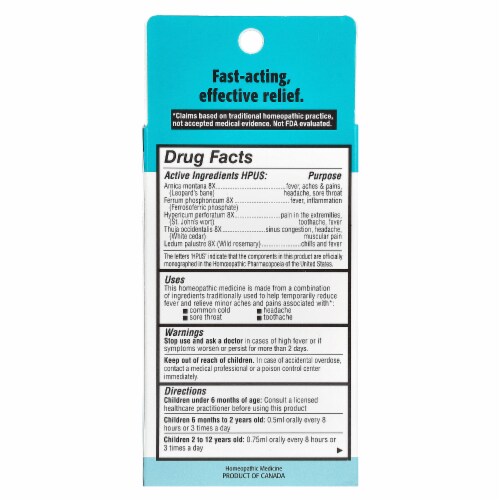 Homeolab USA Kids Relief Pain & Fever Oral Liquid For Kids 0-12 Yrs Cherry - 0.85 fl Perspective: back