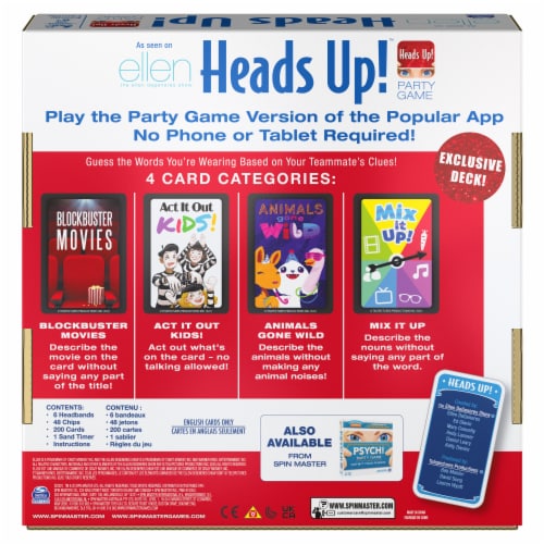 Spin Master Head's Up! Word Guessing Party Games Perspective: back