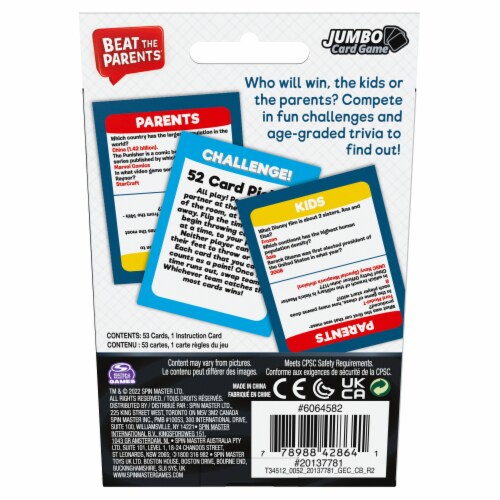 Spin Master Beat The Parents Jumbo Card Game Perspective: back