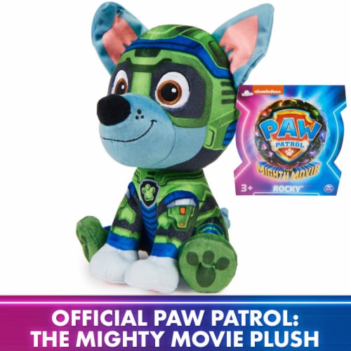 PAW Patrol: The Mighty Movie Mighty Pups Rocky Plush Toy Perspective: back