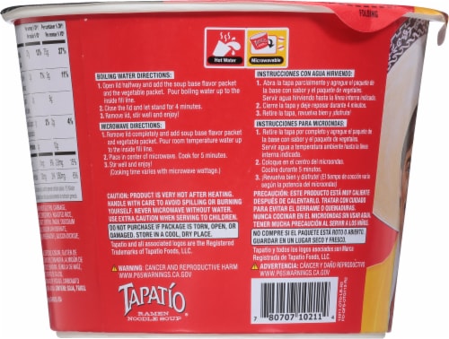 Tapatio Salsa Picante Original Flavor Ramen Noodle Soup Perspective: back