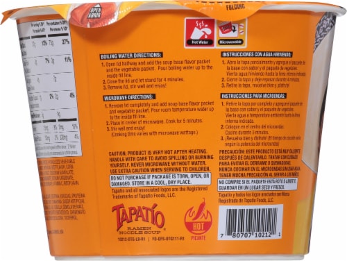 Tapatio Beef Flavor Ramen Bowl Perspective: back