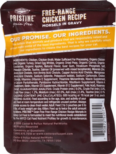 Castor & Pollux Pristine Free Range Chicken Recipe Wet Adult Cat Food Perspective: back