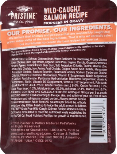 Castor & Pollux Pristine Wild Caught Salmon Recipe Wet Adult Cat Food Perspective: back