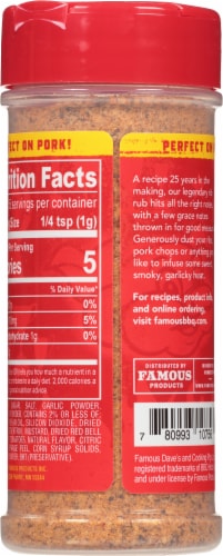 Famous Dave's® Mild Rib Rub Seasoning Perspective: back