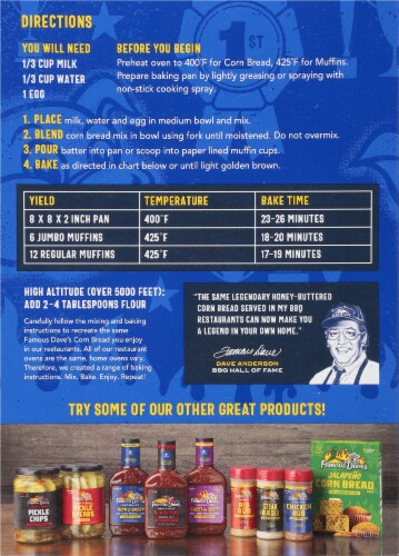 Famous Dave's® Cornbread Mix Perspective: back