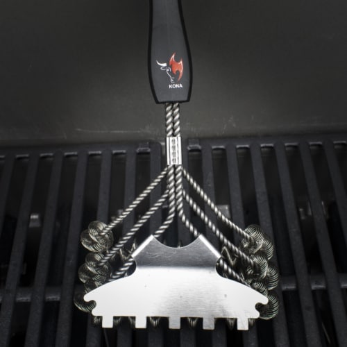 Safe/Clean Ceramic Nylon Grill Brush with Scraper - Metal Bristle Free