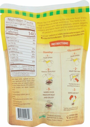 Verde Valle® Original Lentil Soup Perspective: back