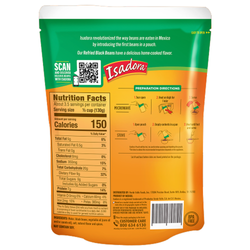 Isadora® Black Refried Beans Perspective: back