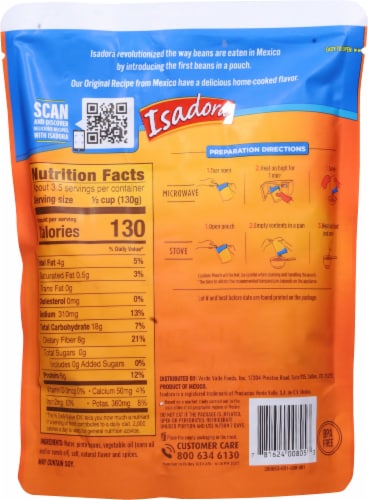 Isadora® Original Refried Beans Perspective: back
