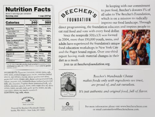 Beecher's Cheese Curd Frozen Lasagna Perspective: back
