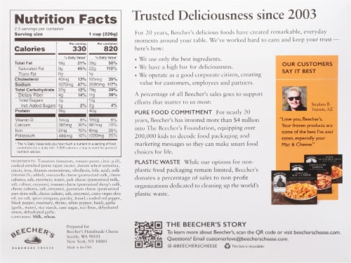Beecher's Baked Ziti Frozen Meal Perspective: back