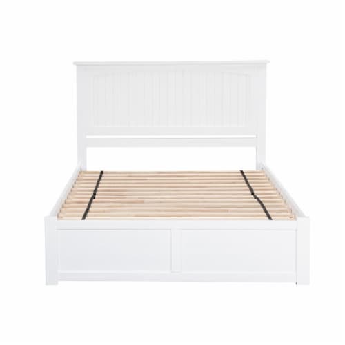 AFI Nantucket King Solid Wood Bed with Storage Drawers in White, 1