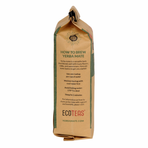 Organic Yerba Mate 100% Unsmoked Pure 100 Tea Bags - ECOTEAS (3 Case) Perspective: back