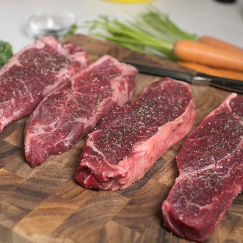 Greensbury Organic Grass-Fed New York Strip (10 Steaks, 10oz each) Perspective: back