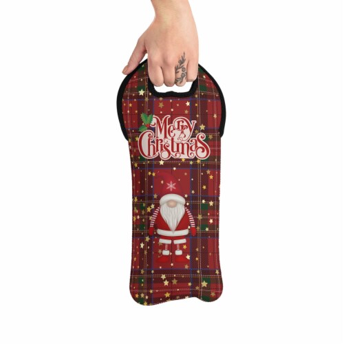 Christmas Wine Carrier Tote Bag Portable Wine Bag Stain Resistant Neoprene Wine Tote Bag Perspective: back