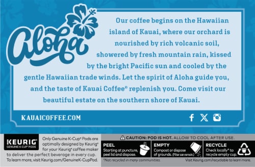 Kauai Island Sunrise Mild Roast K-Cup Coffee Pods Perspective: back
