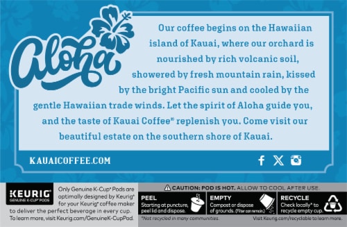 Kauai Na Pali Coast Dark Roast K-Cup Coffee Pods Perspective: back