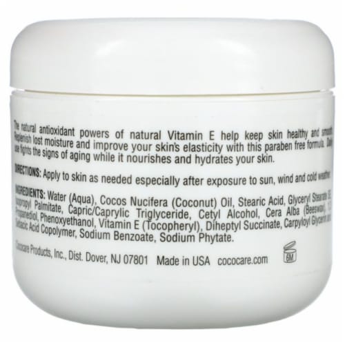 Cococare Vitamin E Cream - 12000 IU - 4 oz Perspective: back