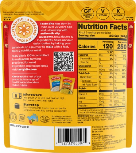 Tasty Bite® Organic Indian Jodhpur Dal™ Lentils Perspective: back