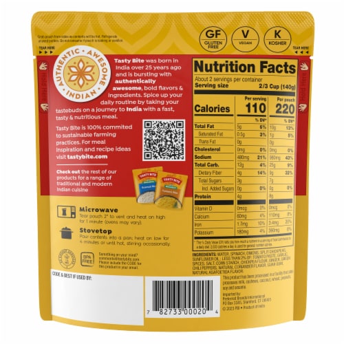 Tasty Bite® Spinach Dal Perspective: back