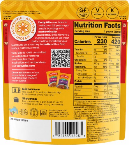 Tasty Bite Organic Thai Lime Rice 8.8oz Fragrant lime rice Perspective: back