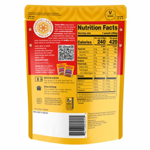 Tasty Bite® Organic Brown Rice Perspective: back