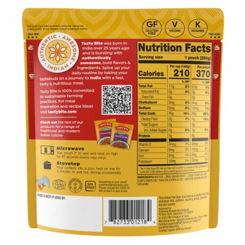 Tasty Bite Organic Long Grain Rice Perspective: back