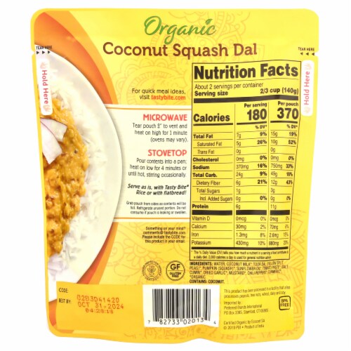 Tasty Bite® Organic Indian Coconut Squash Dal Perspective: back