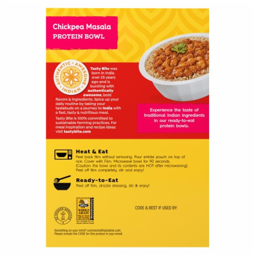 Tasty Bite® All Natural Indian Style Chickpeas & Rice Bowl Perspective: back