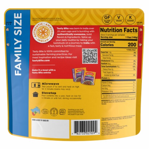 Tasty Bites® Organic Basmati Rice Family Size Perspective: back