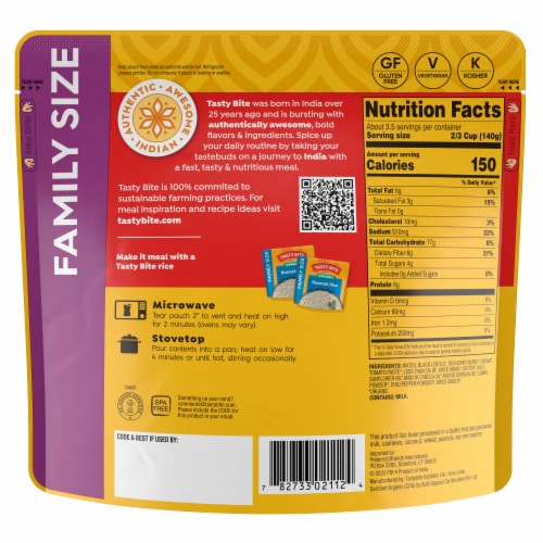 Tasty Bites® Organic Madras Lentils Family Size Perspective: back