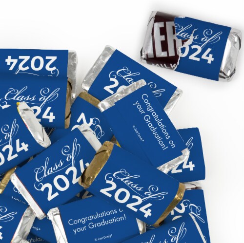 116 Pcs Blue Graduation Candy Party Favors Hershey's Miniatures and Kisses (Approx. 116 Pcs) Perspective: back