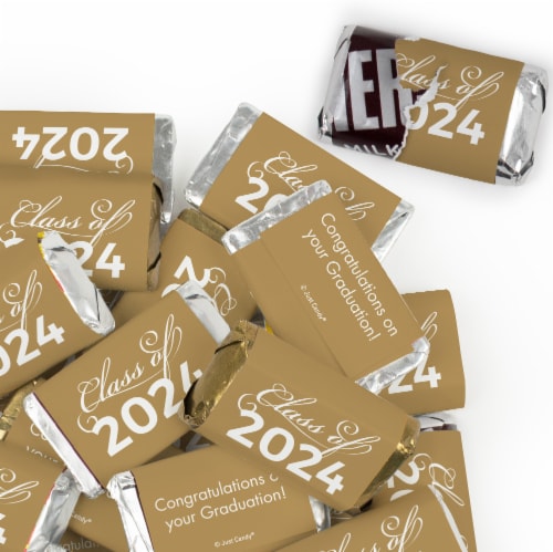 393 Pcs Gold Graduation Candy Party Favors Hershey's Miniatures Kisses (4.95 lbs) Perspective: back