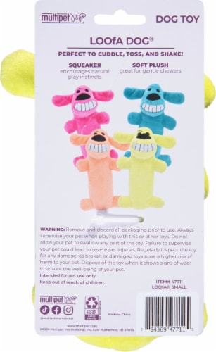 Multipet Mini Loofa Plush Dog Toy Perspective: back