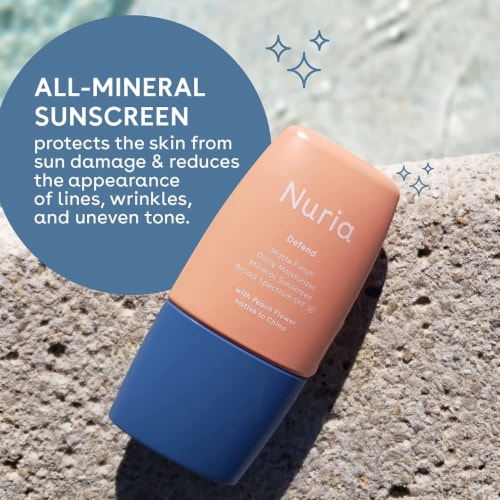 Nuria Defend Matte Finish Moisturizer SPF 30, Mineral Sunscreen Moisturizer with Peach Perspective: back