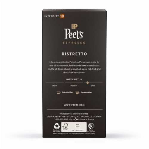 Peet's® Coffee Capsules for Nespresso Original Machines Ristretto Espresso Dark Roast Perspective: back