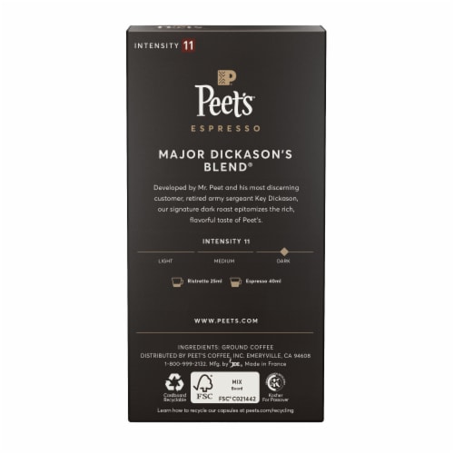 Peet's® Espresso Major Dickason's Blend® Dark Roast Coffee Pods Perspective: back